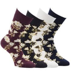 RS dámské bambusové vzorované ponožky květy 6102922 4-pack, 35-38