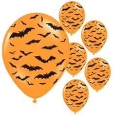 Latexové balónky oranžové - netopýři - Halloween - 30 cm - 6 ks