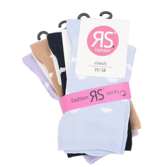 RS dámské bavlněné vzorované elastické ponožky obláčky 6101722 4-pack