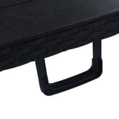 Greatstore Skládací zahradní stůl černý 180x75x72 cm HDPE imatace ratan