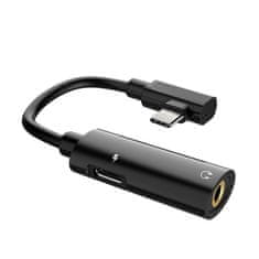 Hoco Adapter HOCO LS19 2v1, audio konvertor USB-C - Jakck 3,5mm, černá