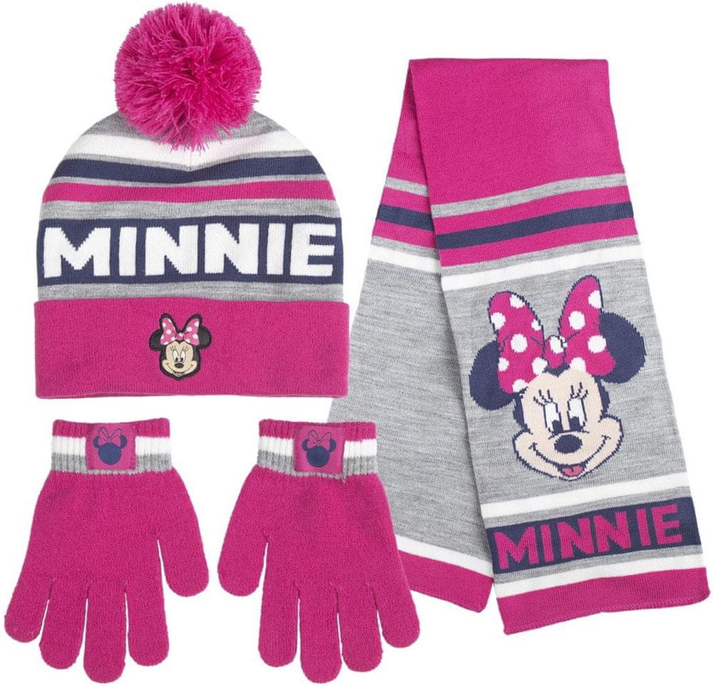 Disney dívčí set čepice, rukavic a šály Minnie Mouse 2200008060
