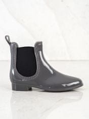 Amiatex Exkluzívní gumáky šedo-stříbrné dámské na plochém podpatku + Ponožky Gatta Calzino Strech, odstíny šedé a stříbrné, 38