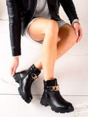 BESTELLE Komfortní černé kotníčkové boty dámské na plochém podpatku + Ponožky Gatta Calzino Strech, černé, 38