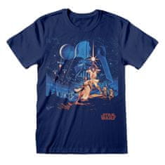 CurePink Pánské tričko Star Wars|Hvězdné války: New Hope Vintage Characters (S) modré bavlna