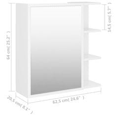 Greatstore Koupelnová skříňka se zrcadlem bílá 62,5x20,5x64 cm dřevotříska