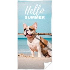 Carbotex Bavlněná plážová osuška s buldočkem - Hello Summer