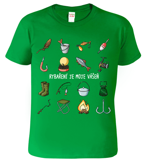 Hobbytriko Rybářské tričko - Rybáření je moje vášeň Barva: Apple Green (92), Velikost: S