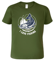 Hobbytriko Rybářské tričko - I Love Fishing Barva: Středně zelená (16), Velikost: XL