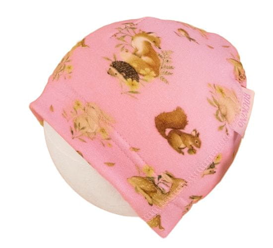 ROCKINO Dětská čepice jaro/podzim vzor 5402 - růžová lesní zvířátka