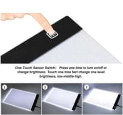INTEREST Podsvícená LED tabule na obkreslování- A4 - 3 režimy podsvícení. 