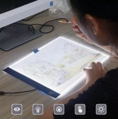 INTEREST Podsvícená LED tabule na obkreslování- A4 - 3 režimy podsvícení. 