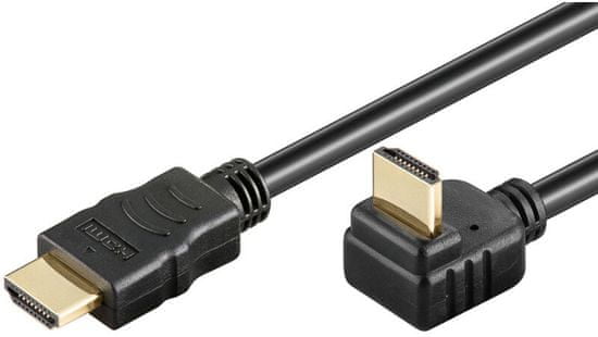 PremiumCord HDMI zahnutý konektor 270° 1m + Ethernet kabel