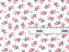 Mirtex Plátno DOMESTIK 145/24254-7 RŮŽIČKY jemně růžové zbytková metráž