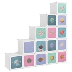 shumee Dětská modulární skříň s 15 úložnými boxy bílá PP