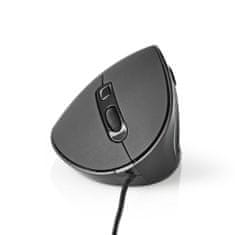 Nedis ERGOMSWD100BK ergonomická drátová myš, 3200 dpi, 6 tlačítek, černá