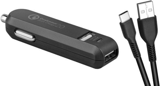 Avacom CarMAX 2 nabíječka do auta 2x Qualcomm Quick Charge 2.0 (USB-C kabel), černá