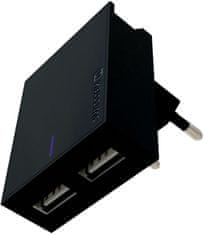 SWISSTEN síťový adaptér SMART IC, CE 2x USB 3 A Power, černá