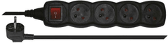 Emos prodlužovací kabel s vypínačem 4 zásuvky 3m, černá