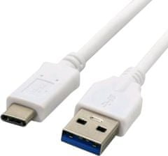 C-Tech kabel USB 3.0 AM na Type-C kabel (AM/CM), 1m, bílá