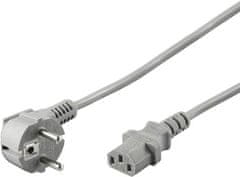 PremiumCord kabel síťový 230V k počítači 2m, šedá