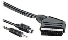PremiumCord kabel S-video + 3,5mm stereojack na SCART 2m + kondenzátor