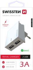 SWISSTEN síťový adaptér SMART IC, CE 2x USB 3 A Power, bílá