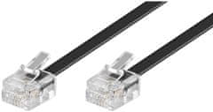 PremiumCord kabel telefonní rovný 6P4C plug - 6P4C plug 10m, černá