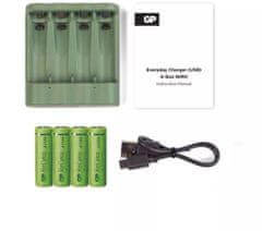 GP nabíječka baterií Everyday B421 + 4× AA REC 2700 + USB