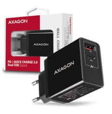 AXAGON síťová nabíječka PD & QUICK, USB-A, USB-C PD, 22W, černá
