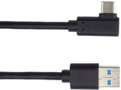 PremiumCord Kabel USB-C, zahnutý konektor 90° - USB 3.0 A/M, 3m
