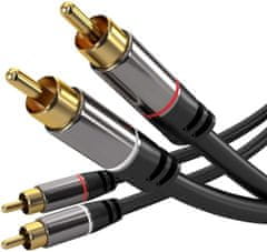 PremiumCord kabel 2x CINCH - 2x CINCH, M/M, HQ, 5m, černá