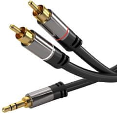 PremiumCord stíněný kabel stereo Jack 3.5mm - 2x CINCH, M/M, HQ, 5m, černá