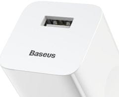 BASEUS síťová nabíječka Quick, USB-A, 24W, bílá