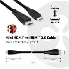 Club 3D Mini HDMI na HDMI 2.0, podpora 4k/60Hz, obousměrný, 1m
