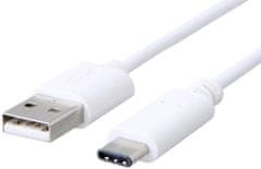 C-Tech kabel USB-A - USB-C, USB 2.0, 2m, bílá
