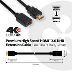 Club 3D prodlužovací kabel HDMI Premium High Speed HDMI 2.0 na HDMI 2.0, 4K/60Hz, podpora UHD,3m