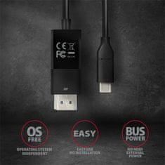 AXAGON RVC-DPC USB-C -> DisplayPort redukce / kabel 1.8m, 4K/60Hz