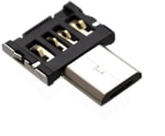 FIXED Miniaturní microUSB OTG adaptér pro mobilní telefony a tablety s pouzdrem, USB 2.0, černý