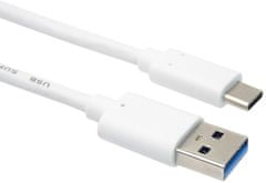 PremiumCord kabel USB-A - USB-C 3.2 gen 2, 3A, 1m, bílá
