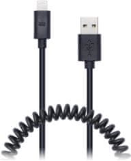 Connect IT Wirez Apple Lightning - USB spirálový flexibilní kabel, 1,2 m, černý
