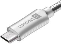 Connect IT Wirez Steel Knight Micro USB - USB, metallic silver, 2,1A, 1 m