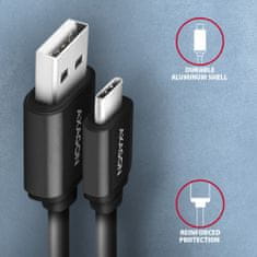 AXAGON kabel USB-A - USB-C TWISTER USB2.0, 3A, kroucený, 0.6m, černá