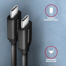 AXAGON kabel USB-C - USB-C TWISTER USB2.0, 3A, kroucený, 0.6m, černá