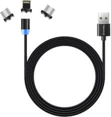 ColorWay datový kabel 3v1 Lightning+MicroUSB+USB-C, magnetický, 2.4A, 1m
