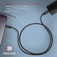 kabel USB-C - USB-C SPEED+ USB3.2 Gen 2, PD100W 5A, 4K UHD, opletený, 2m, černá