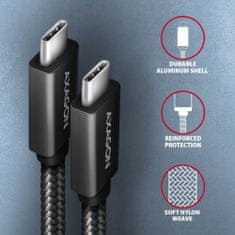 kabel USB-C - USB-C SPEED+ USB3.2 Gen 2, PD100W 5A, 4K UHD, opletený, 2m, černá