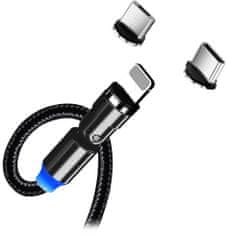 ColorWay datový kabel 3v1 Lightning+MicroUSB+USB-C, magnetický, rotace 540°, 2.4A, 1m