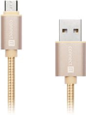 Connect IT Wirez Premium Metallic micro USB - USB, gold, 1m