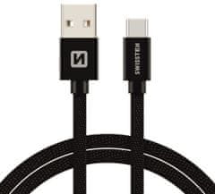 SWISSTEN textilní datový kabel USB 3.1 C/M - USB 2.0 A/M, 3m, černý
